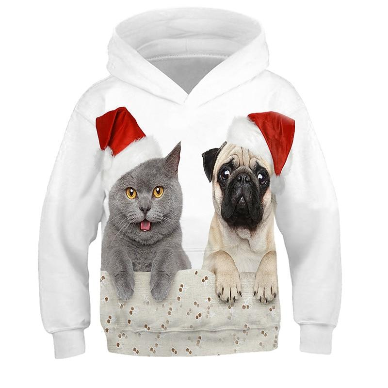 Детская толстовка с капюшоном Cat Casual с длинным рукавом Active Cotton 7-13 лет осень многоцветная черная белая
