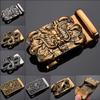 Men's Retro Leather Belt with Chinese Dragon Alloy Automatic Buckle