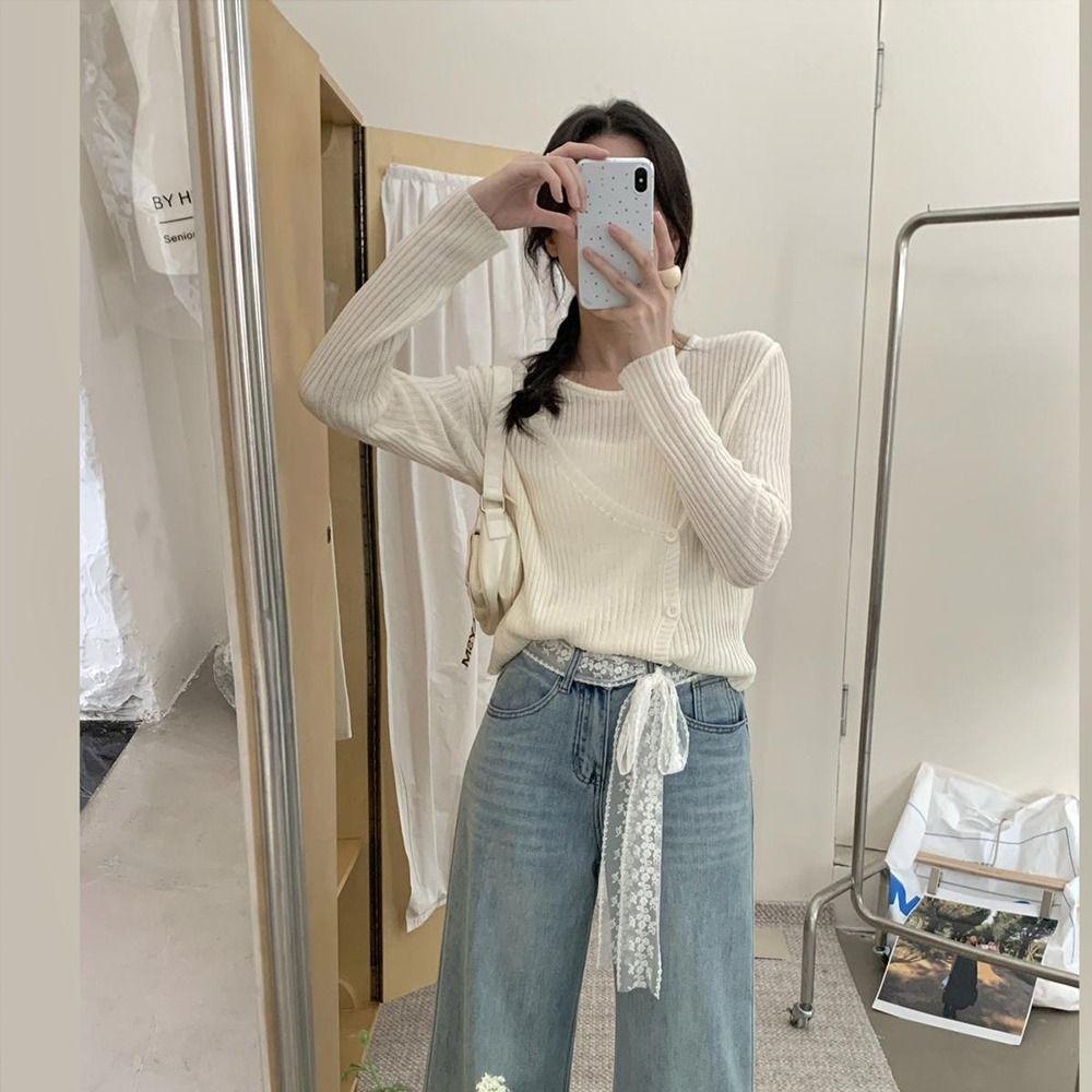 Bow Lace Waist Belt Y2k Long Dress Jeans Belt Korean Lace Waistband Streetwear
