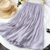 Mercerized Skirt Women'S Summer New Comfort Plus Size Cool A- Line Skirt Temperament Slimming Elastic Waist Midi Skirt