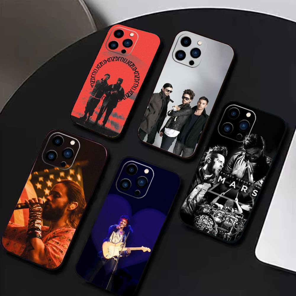 Чехол для телефона 30 Seconds to Mars для iPhone 16, 15, 14, 13, 12, 17, Pro Max, Plus, силиконовый, черный