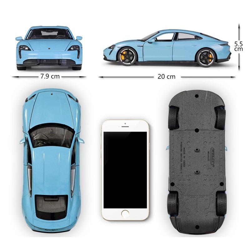 Welly 1/24 Porsche Taycan Turbo S Сплавная машина Литые и игрушечные транспортные средства Модель автомобиля Миниатюрная масштабная модель автомобиля Игрушка для детей