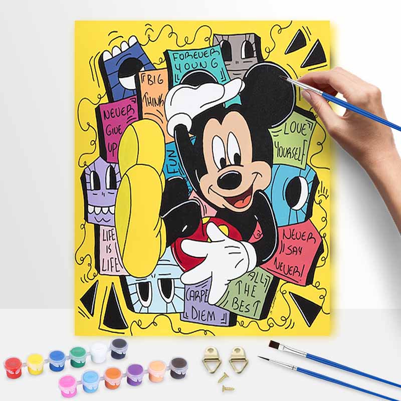 Disney Набор масляных красок в стиле поп-арт с Микки Маусом, ручная работа, DIY, подарок, домашний декор, настенный декор, яркий мультяшный персонаж, проект по рисованию, поделка