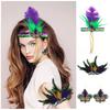 Повязка на голову с перьями для карнавала Mardi Gras, женский маскарадный головной убор, повязка на руку, серьги, набор из пайеток, блестящая повязка на голову, костюм для карнавальной вечеринки, аксессуар