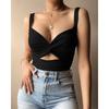 Women Summer Vneck Tank Top With Tiefront Elastic Band For Street Fashion