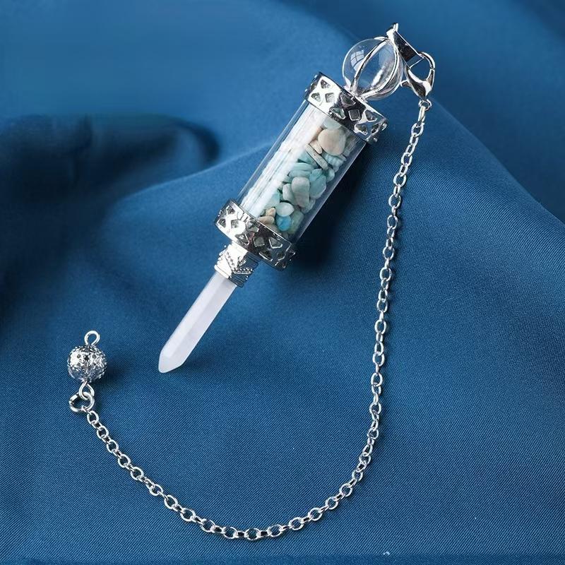 Hot Selling Multi Material Healing Amethyst Peridote Crystal Wishing Bottle Pendant for Yoga Meditation