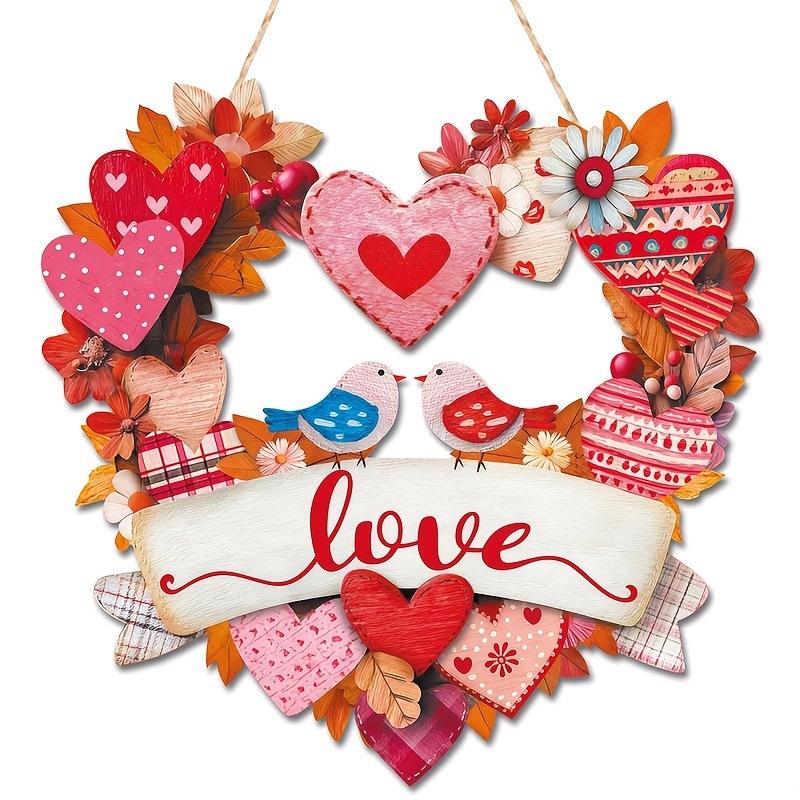 Cross-border explosion Valentine's Day heart-shaped house number pink heart-shaped wooden wall decoration wooden pendant love pendant