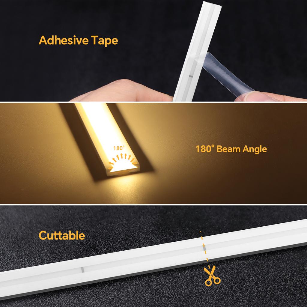 High End Under Cabinet LED Neon Light Strip 24V COB Neon Tape Penetrabe Wood Touch Sensor Dimmer Kitchen Closet Wardrobe Decor