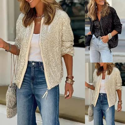 Женские повседневные куртки-бомберы с длинным рукавом и бейсбольным воротником на молнии, верхняя одежда