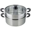 Wahei Freiz Vense 26cm Two-Tier Steamer with Glass Lid, Induction Compatible, Stainless Steel, VR-8182