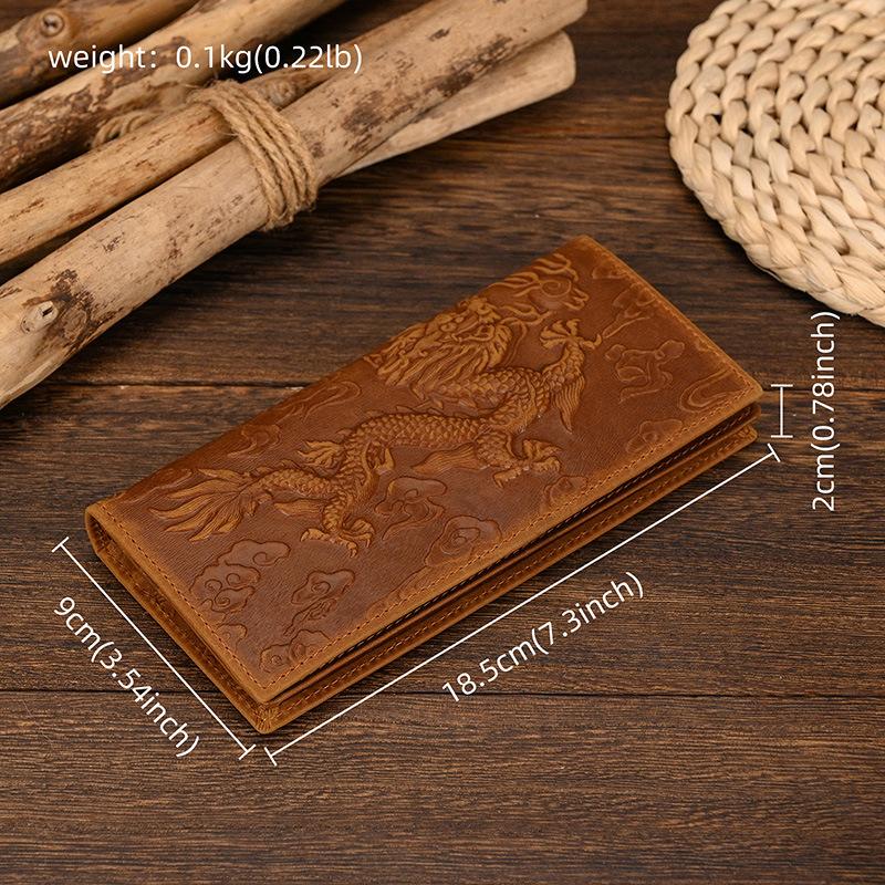 Leather Men'S Long Wallet First Layer Cowhide Multi-Card Wallet Genuine Leather Simple Long Wallet Men 8030