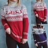 Женский повседневный свитер с длинным рукавом и рождественским принтом, пуловер