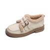 Weiwei Girl 919-3 Platform British Small Leather Shoes Women's Autumn and Winter 2025 New Mao Mao Loafers Plush Cotton Shoes