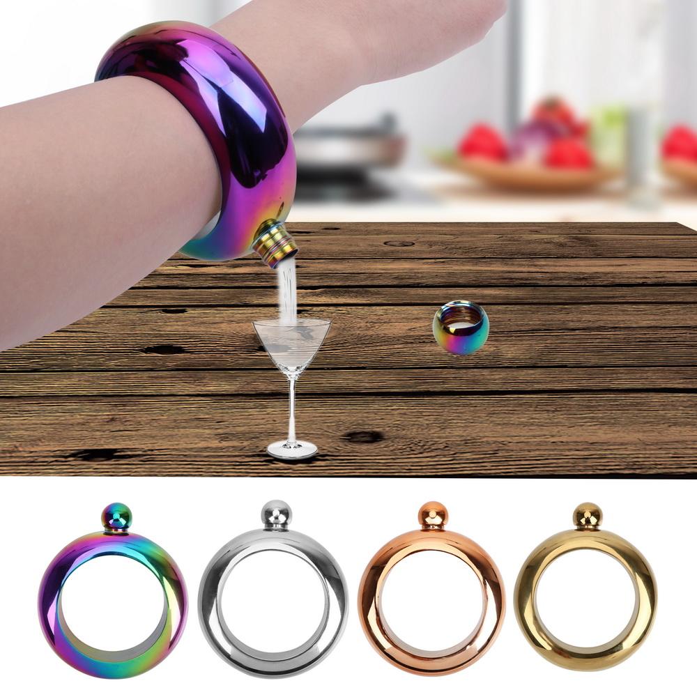 HILIFE Bangle Hip Flask Bracelet Elegant Wine Bottle for Whiskey Vodka Alcohol Drinkware Accessories 3.5 oz Round Chic Hip Flask 5