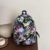 Граффити Колорблок Легкий Женский Рюкзак Студенческий Рюкзак Милый Рюкзак Рюкзаки с Мультяшными Принтами Дизайнерские Сумки Школьная Сумка