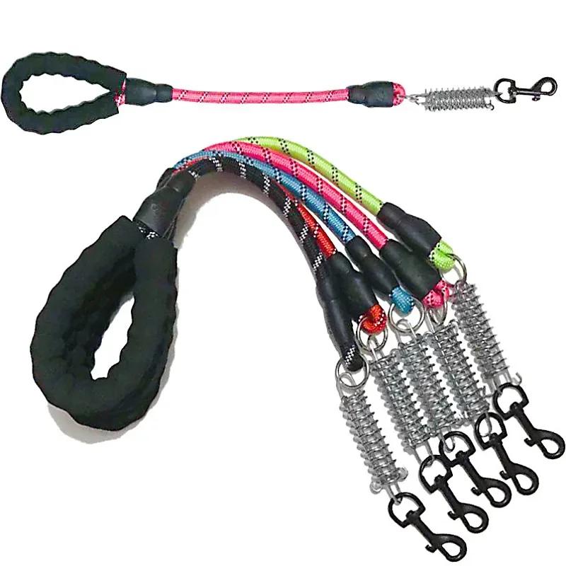 Dog Leash Short Dogs Leashes Stainless Steel Spring Dogs Chain Nylon Reflective Leash for Big Dog Walking 60cm Rope Pet Supplies