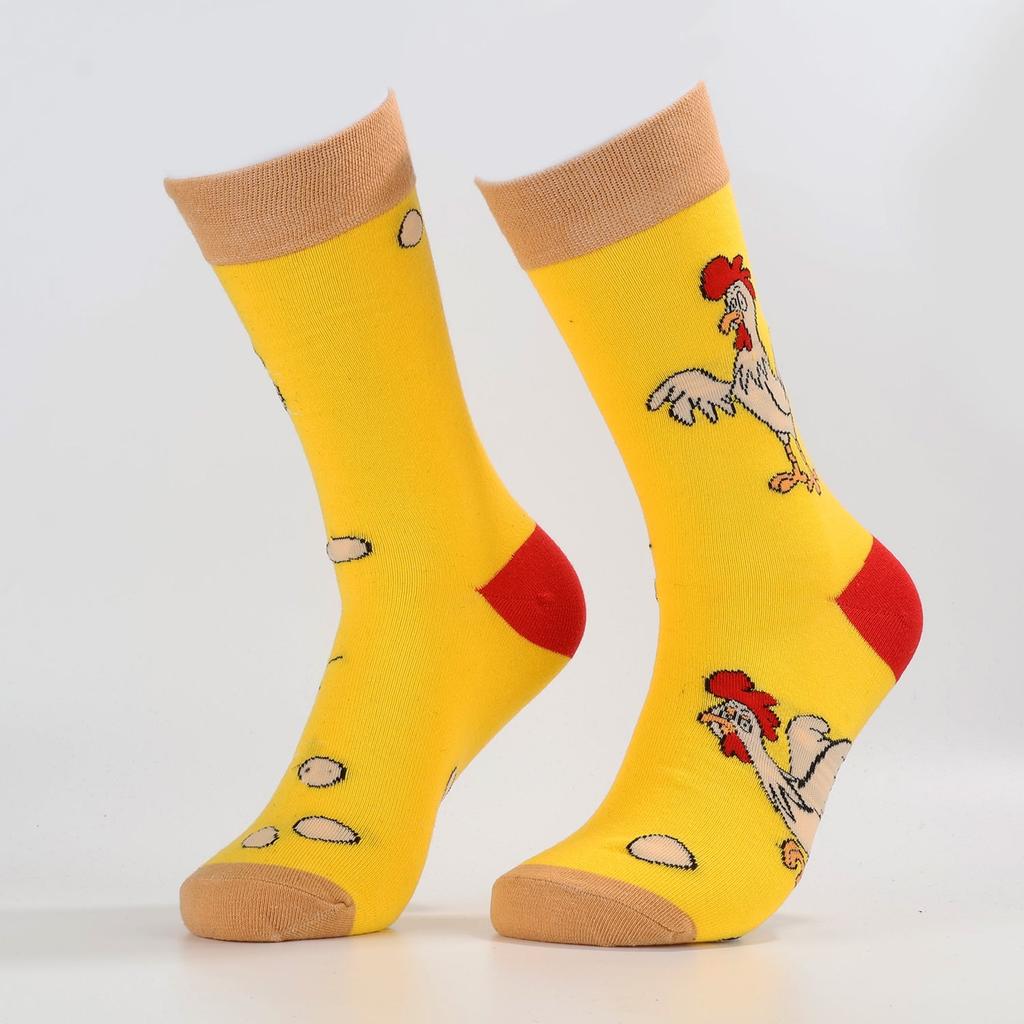1 Pair Street Fashion Unisex Mid-Calf Socks ,Animal Pattern Cartoon Chicks and Eggs Cotton Blend Socks