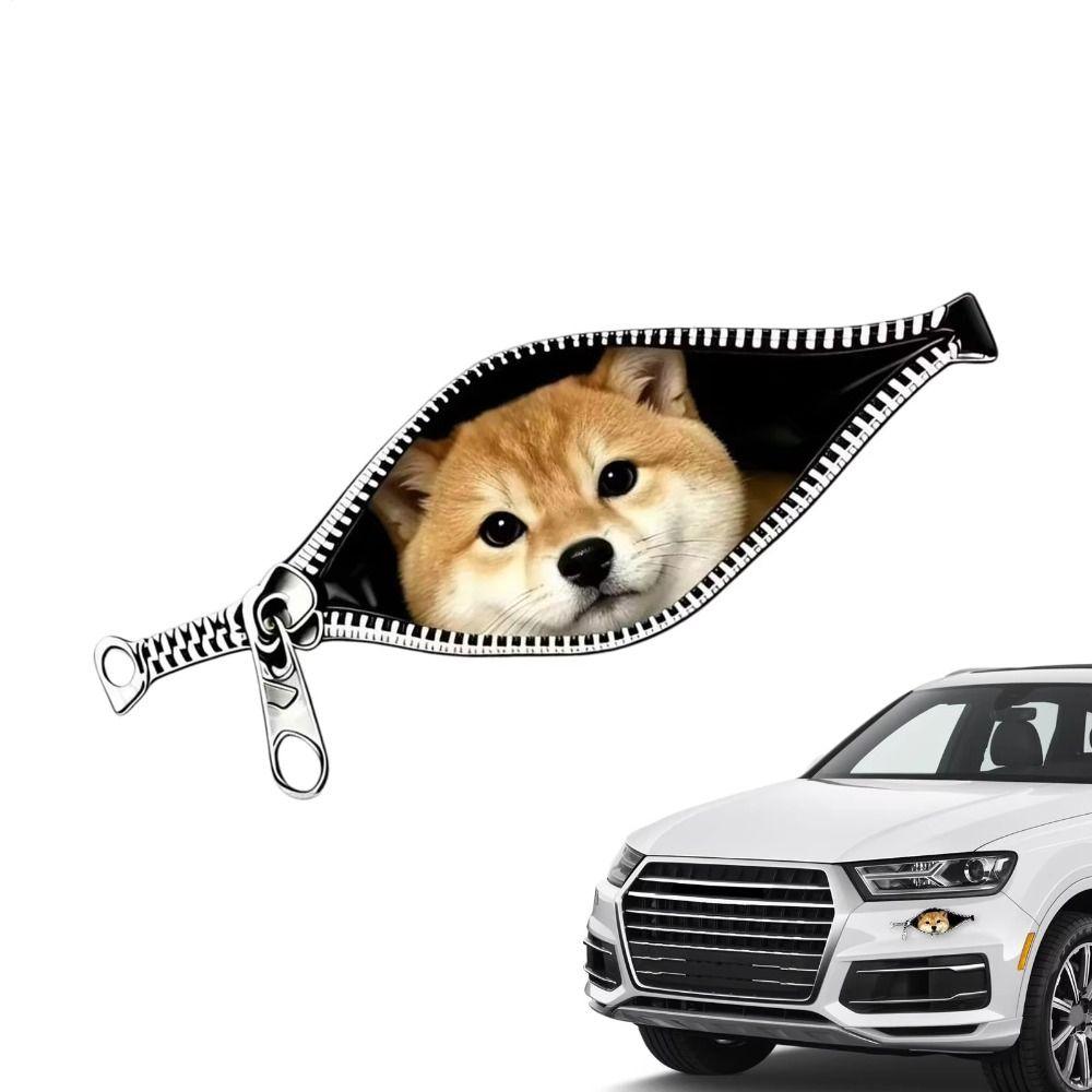 Waterproof Cat Car Sticker Zipper Design Car Window Glass Sticker Pet Lover Decoration