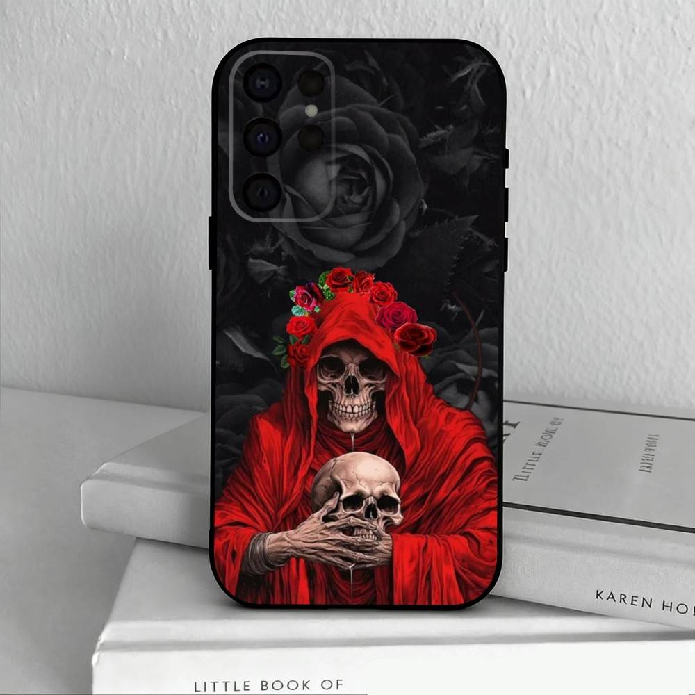 Чехол для телефона Santa M-Muerte P-print-T для Samsung S25,24,23,22,30,21,10,9,Ultra,Plus,Lite,FE,4,5 G Мягкий черный чехол
