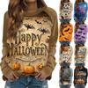 Women's Fashion Casual Long Sleeve Halloween Printed Round Neck Sweater Top
