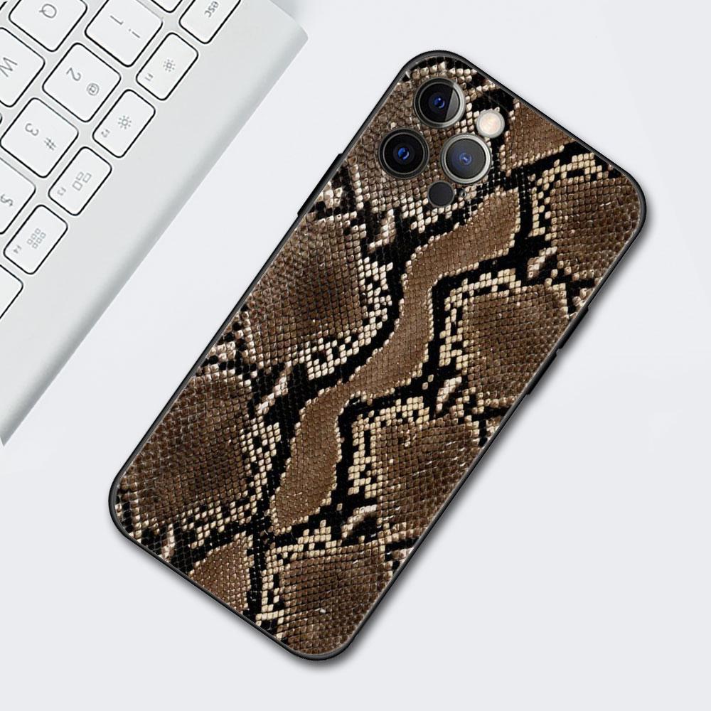 Розовый кожаный чехол со змеиным узором для мобильного телефона iPhone 11 13 7 8 Plus XR 12 Pro Max X 6 6s XS 12 Mini 5 SE, черный мягкий чехол