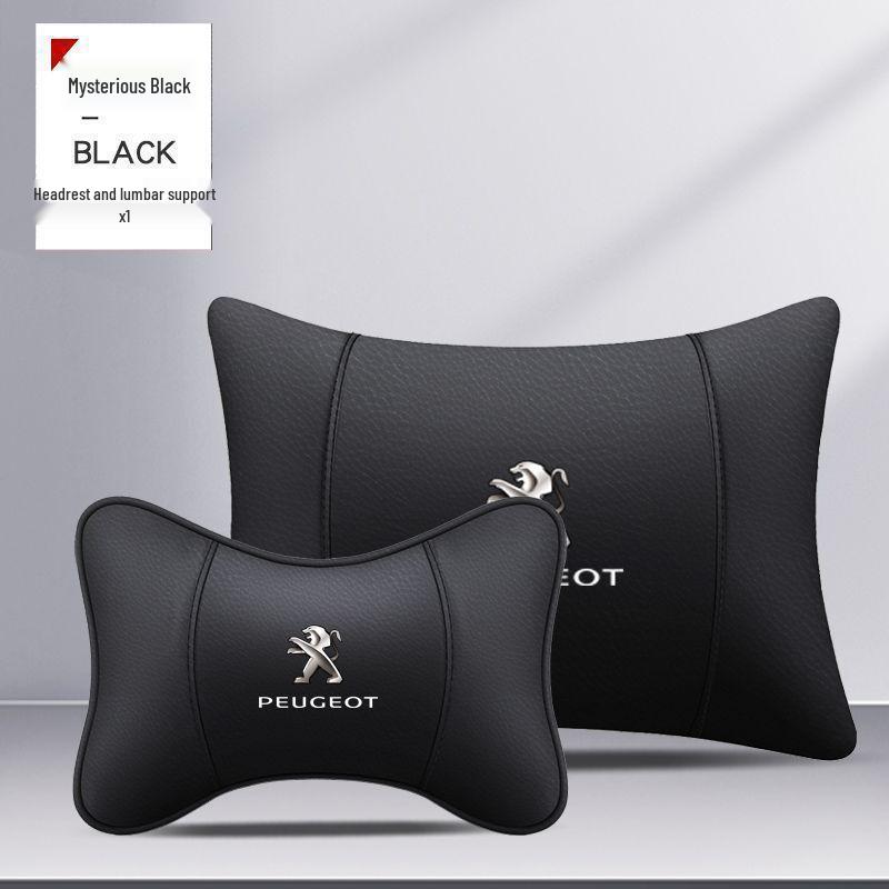 Compatible Headrest & Lumbar Support Cushions, Neck Pillows, and Interior Emblems for Peugeot 408, 4008, 2008, 508L.
