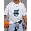 Wolf Head Graphic T Shirt White Wolf Print Casual Wear for Men and Women Outdoor Adventure Streetwear Fashion Top