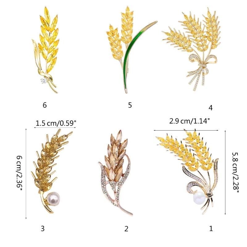 Elegant Wheat Metal Golden Brooch Adornment Stylish Wheat Ear Brooch Ornament Lapel Pin for Women's Suit or Sweater