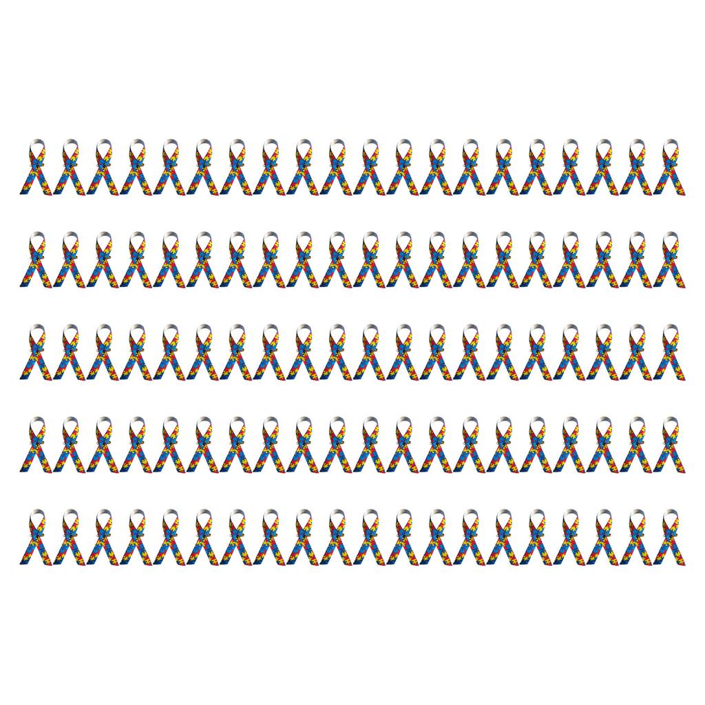 100pcs Autisms Support Satins Ribbon Pins Colorful Awareness Brooches Accessory for Fundraising Social Cause Event