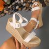 Plus Size Fashion Chunky Platform Sandals Women Thick Sole Wedge Sandals Woman Summer 2025 Ankle Strap High Heel Sandalias Mujer