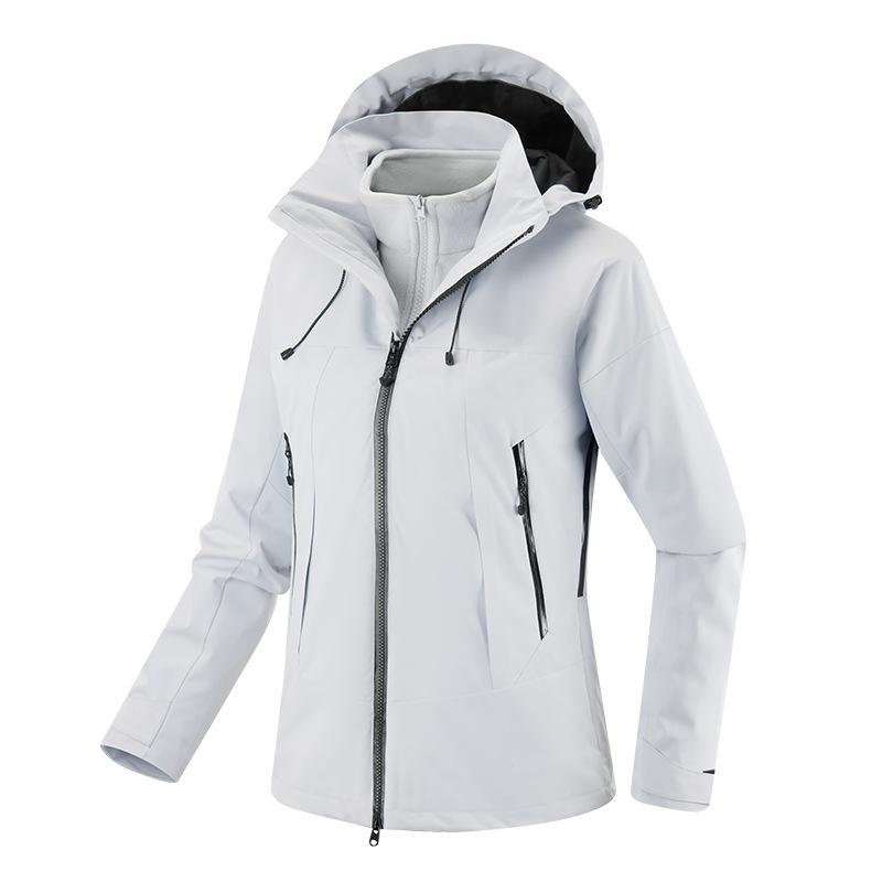 Women Men's Jacket 3 In 1 Waterproof Winter Jacket Snow Jacket Windproof Hooded with Inner Warm Fleece Coat