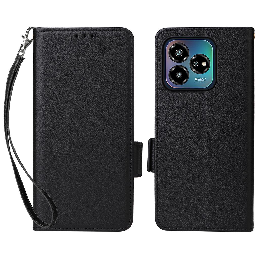 Чехол для ZTE Axon 60 Lite/Blade V60 Vita с ремешком на запястье, текстура личи, кошелек из ПУ кожи, чехол для телефона