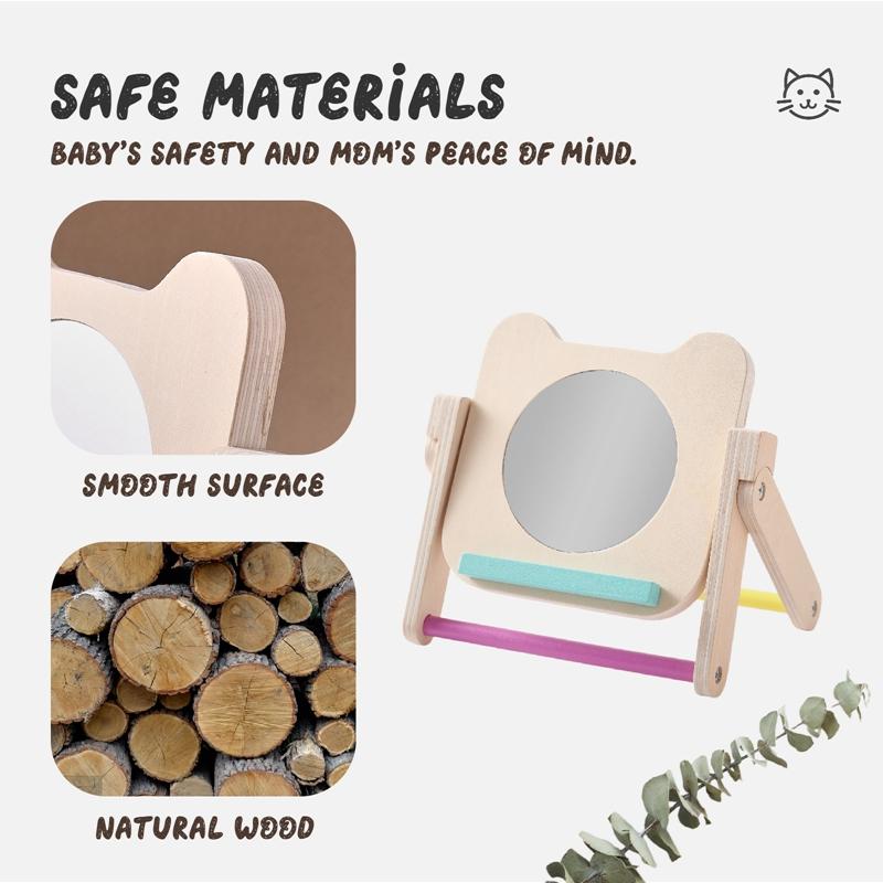 Черно-белая игрушка-зеркало Монтессори для новорожденных, деревянная детская развивающая сенсорная игрушка для малышей дошкольного возраста, обучающие пособия в подарок