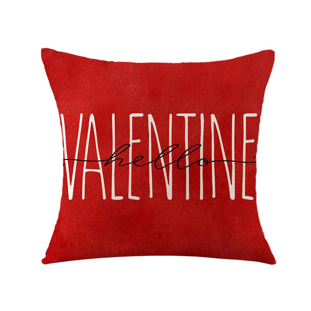 Valentine's Day Heart Shaped Pillow New Ins Style Linen Printed Pillow Cover Bedside Backrest Sofa Cushion Cover