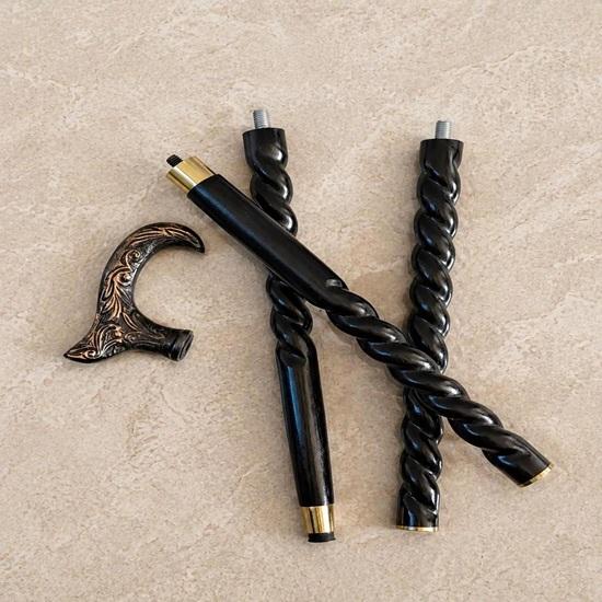Twisted Wooden Walking Cane with Brass Handle  93.98 cm Classic Gentleman's Birthday Anniversary Fatherday Motherday Gift