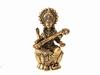 Original Brass Saraswati Maa Murti, Goddess Saraswati Idol, Gold, Size - Small