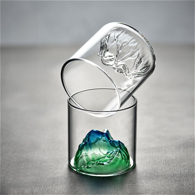 Стеклянная чашка в форме айсберга объемом 170 мл/320 мл, разноцветные стаканы для воды, термостойкая кружка для чая, персонализированные стаканы для питья, кофейная чашка