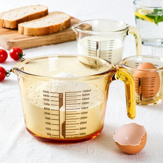 1 л стеклянный мерный стакан с ручкой и носиком, точная шкала, термостойкий, для приготовления пищи, выпечки, измерения жидкостей, муки, порошка, кухонные принадлежности