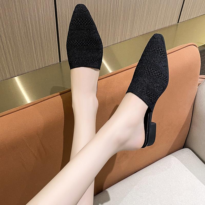Fashion Women's Shoes Outdoor Fashion Women Slippers Female Square Toe Shallow Low-heel Casual Footwear Comfortable Sandals Slides