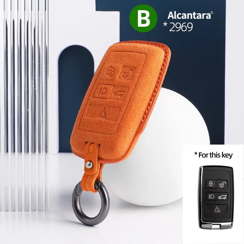 Suede Car Key Case Holder Keychain for Land Rover Range Rover Discovery 5 Sport 2018 2019 for Jaguar XEL E-PACE 2019 Accessories
