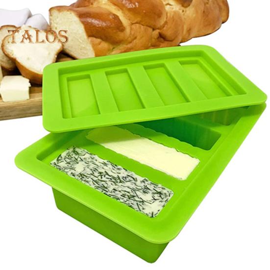 Силиконовая форма для масла с герметичной крышкой, 4 полости, пищевая форма для изготовления домашнего масла, ящик для хранения в холодильнике, контейнер для еды, кухонные принадлежности