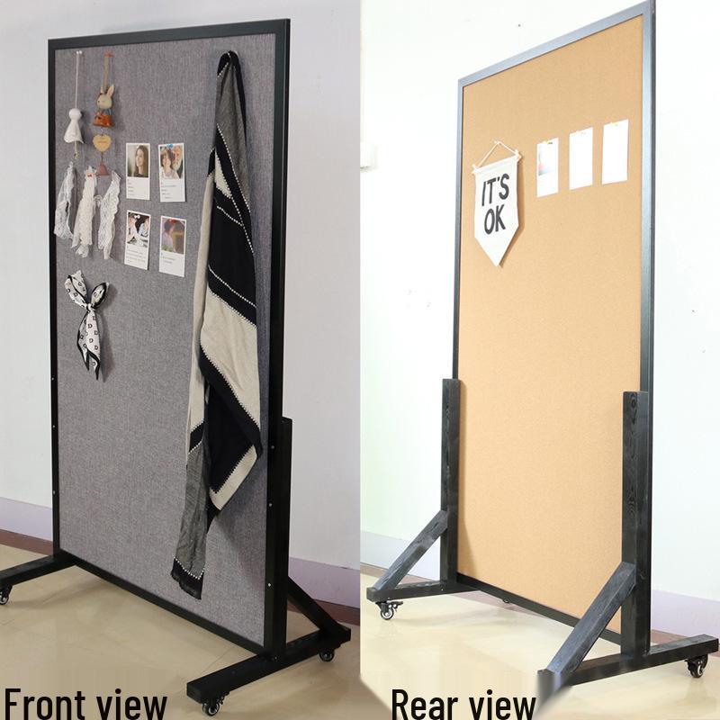 Mobile Felt Bulletin and Photo Display Board - Vertical Standing Announcement Wall for School and Office Use