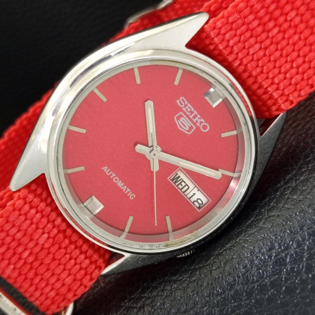 AUTOMATIC 7S26A VINTAGE SEIKO 5 JAPAN MENS RED COLOR DIAL WATCH A701612-5 R206c-a701612
