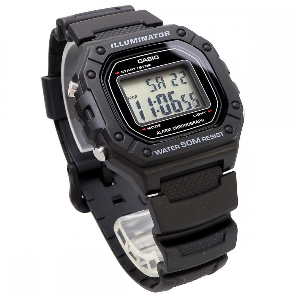 Casio CASIO Стандартные цифровые часы W-218H-1AV Casio BOX Мужские дешевые Casio Chipkashi Черные