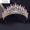 Luxury Pink Crystal Wedding Crown Royal Queen Tiaras Headbands Girls Prom Bridal Headdress Bride Diadem Hair Jewelry Accessories