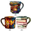 3D Book Stack Coffee Mug Novelty Books Stack Coffee Cup Colored Glass Books Coffee Mug for Literature Lovers Collection Gifts