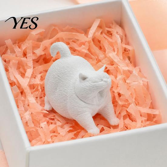 Современное украшение для дома, 3D-печатная милая фигурка пухлого зевающего кота, черно-белая, широкое устойчивое основание против опрокидывания, декор для стола, рабочего стола, для зоомагазина
