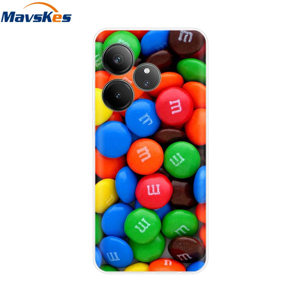 For Realme GT 6T Case Soft TPU Clear Painted Back Cover For Realme GT 6 Case GT6 6T Transparent Bumper RealmeGT6 Cute Protector