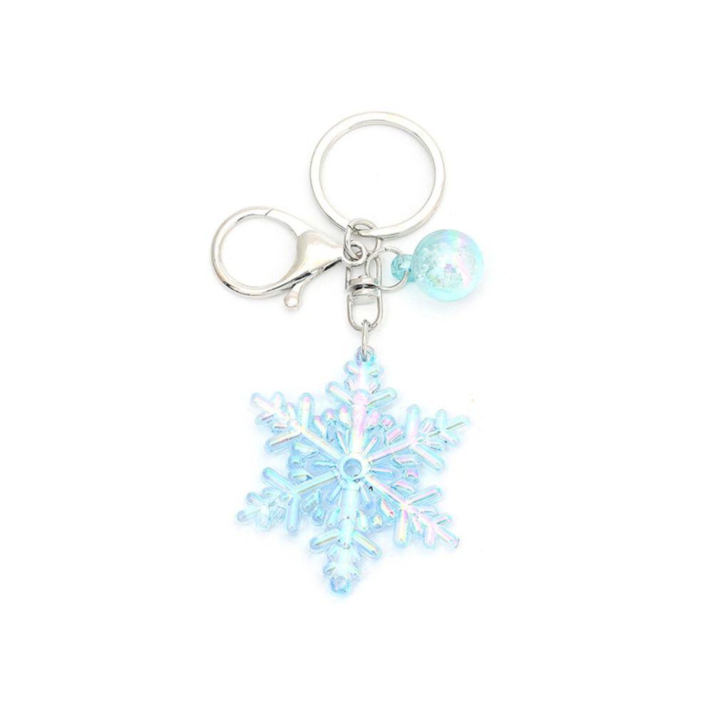 Acrylic Snowflake Keychain Creative Snow Bag Hanging Fashion Laser Colorful Pendant Kids