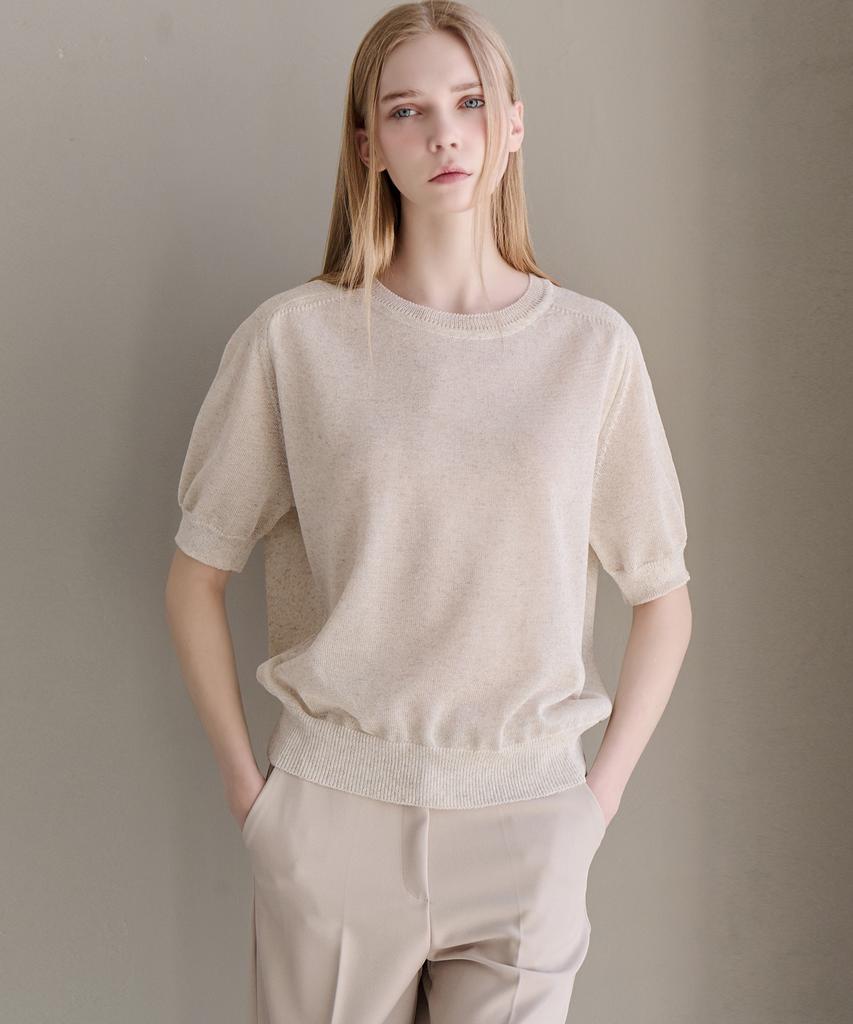LUSIDA Modern Round Short Sleeve Knit_4 Colors